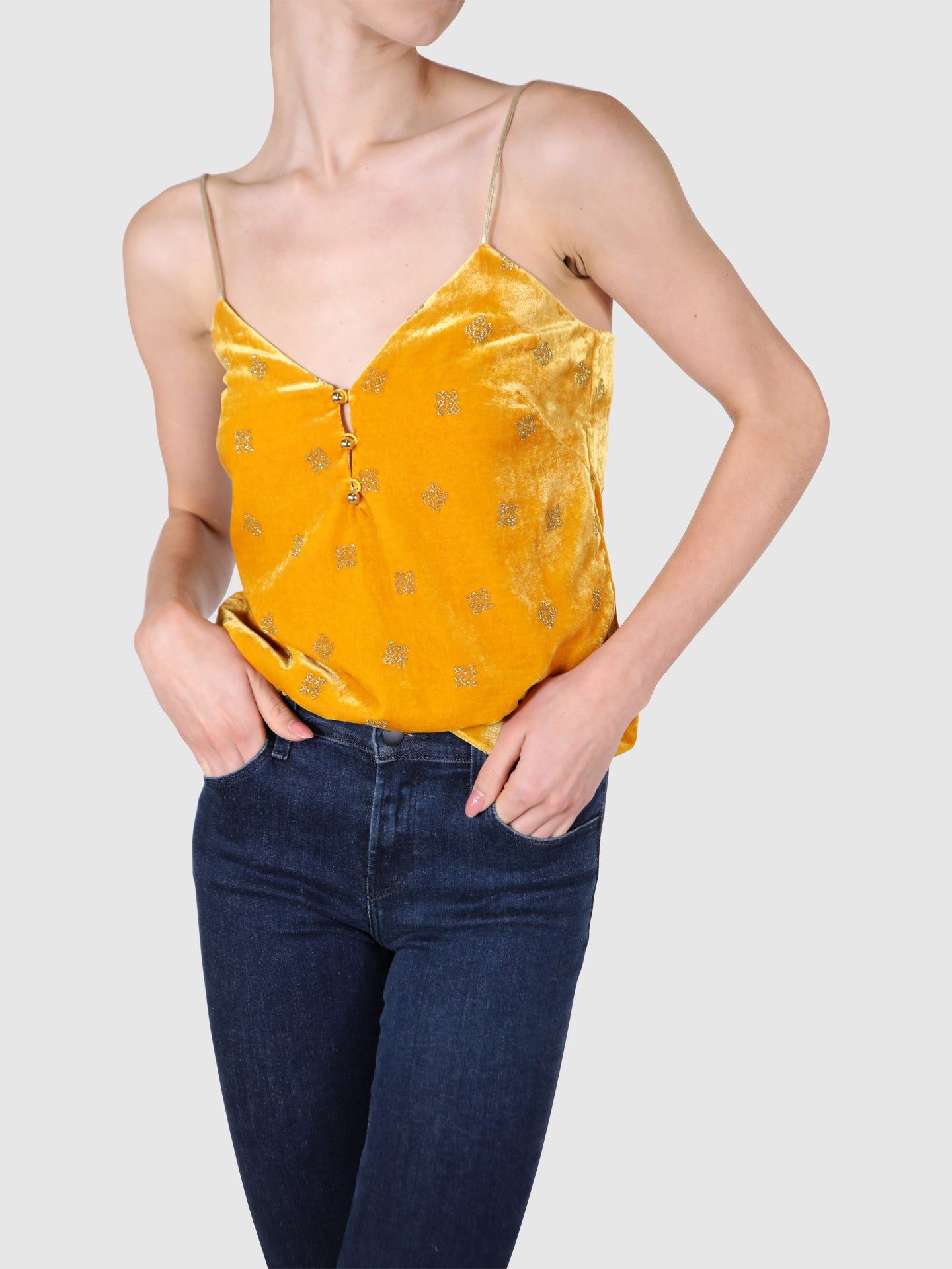 Pinko Yellow Velour Top