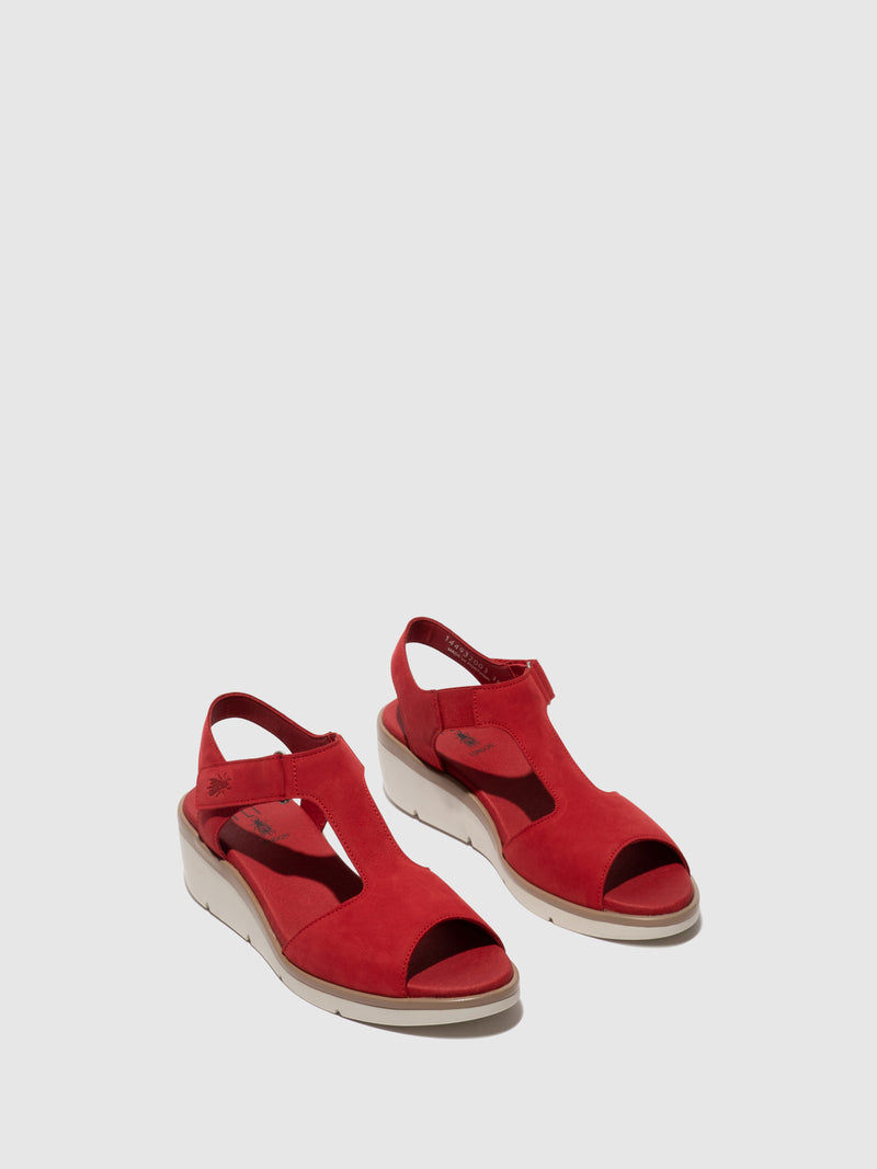 Fly London T-Strap Sandals NOVA932FLY LIPSTICK RED