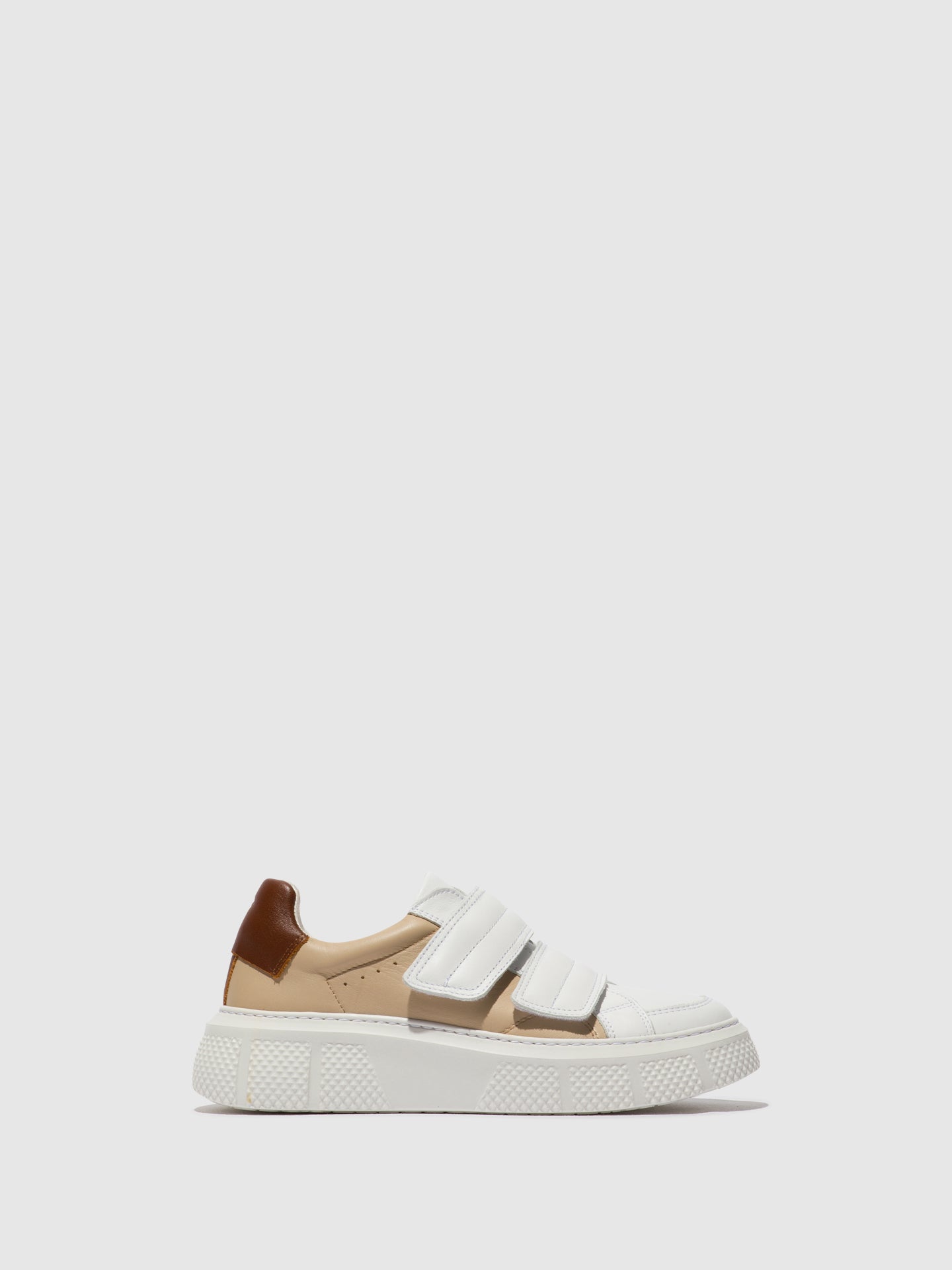 Fly London Velcro Trainers EDDA513FLY WHITE/BEIGE/COGNAC