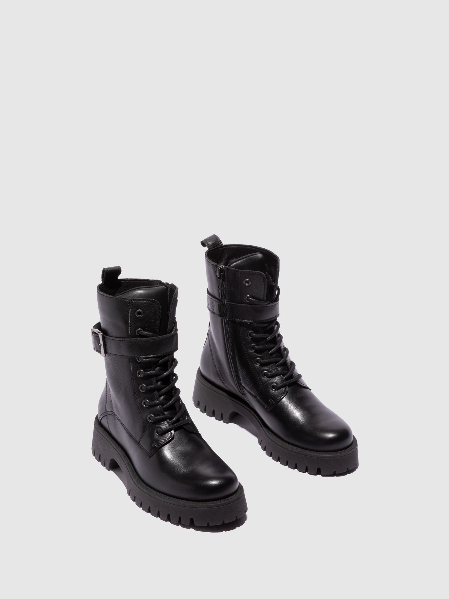 Foreva Black Lace-up Ankle Boots