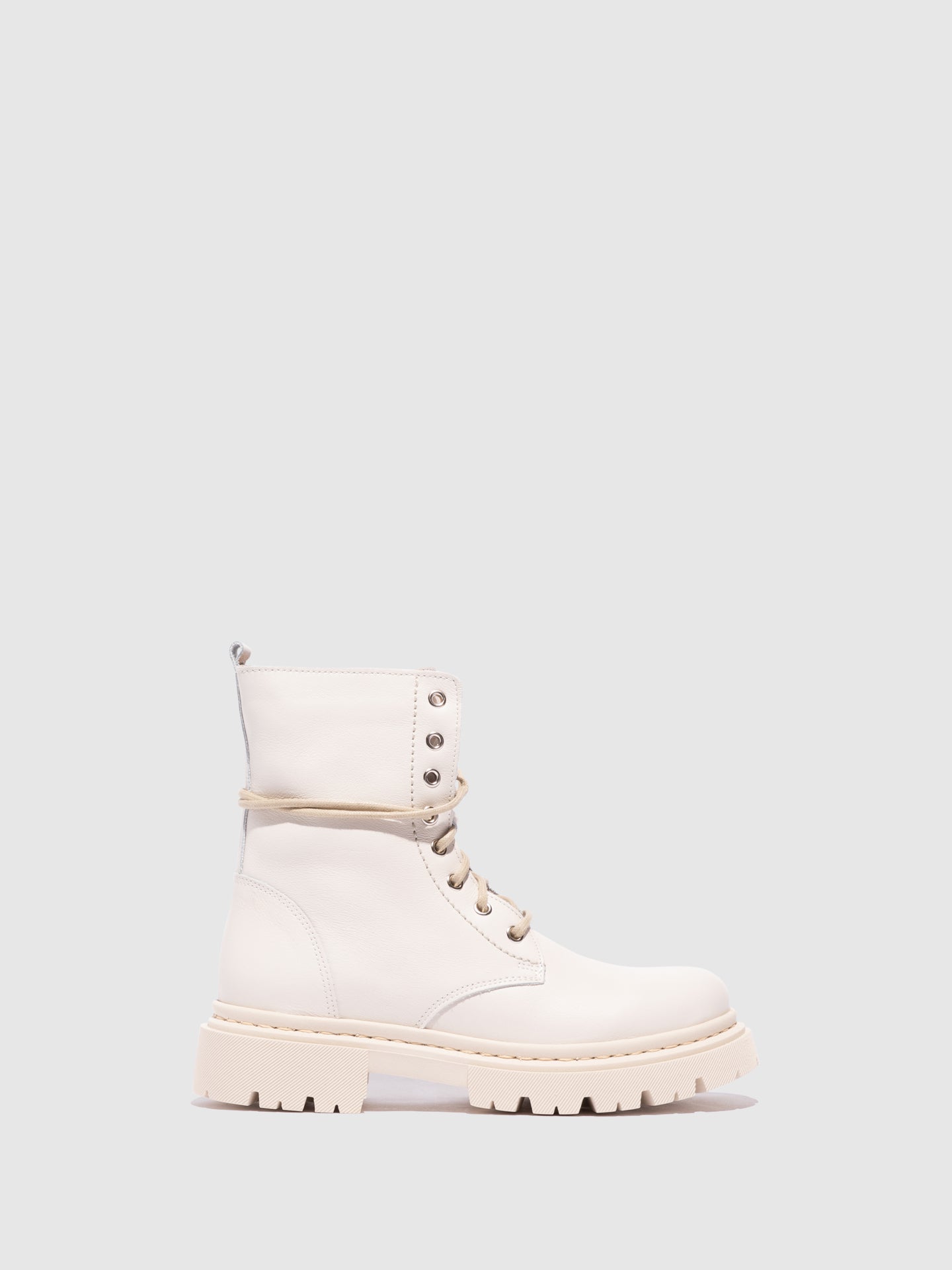 Fungi Beige Lace-up Ankle Boots
