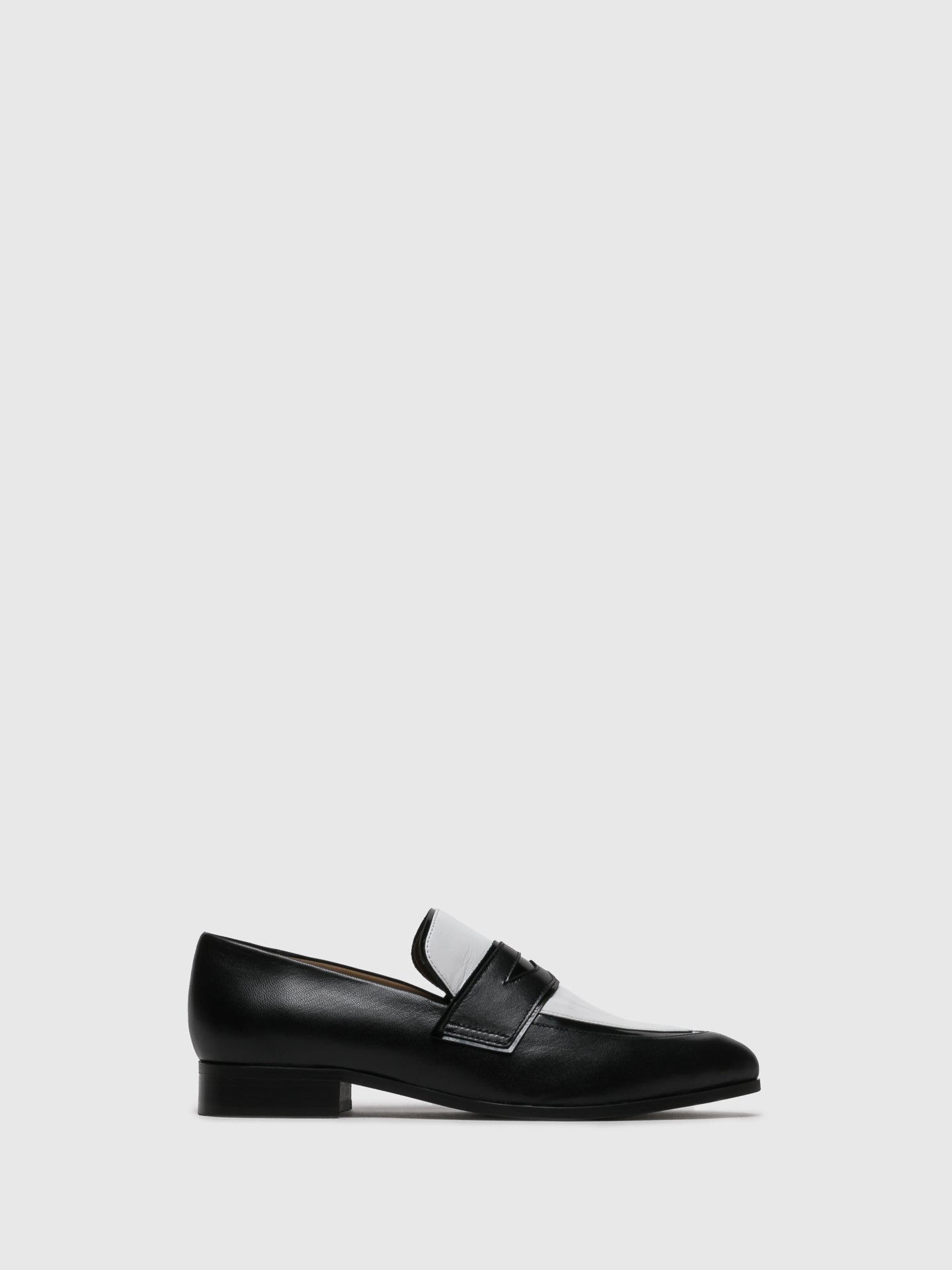 JJ Heitor Black White Pointed Toe Loafers