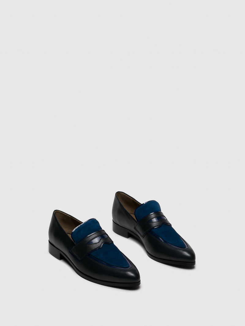 JJ Heitor Black Blue Pointed Toe Loafers