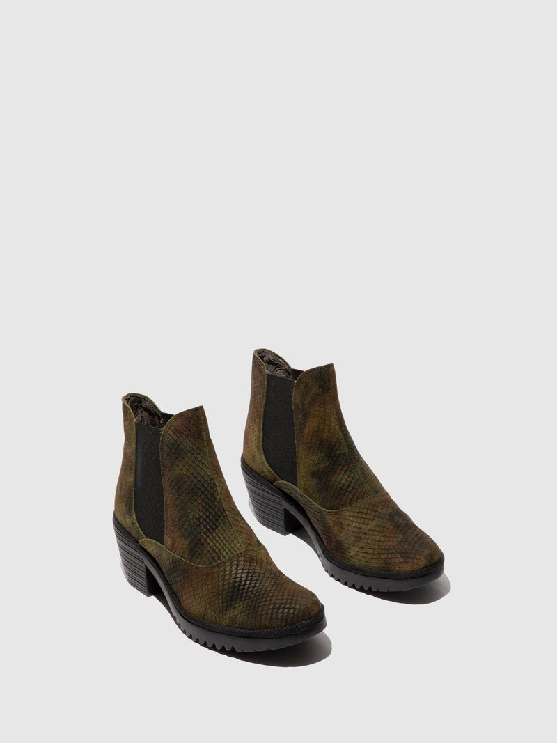 Fly London Chelsea Ankle Boots WOTE078FLY BROWN AND GREEN