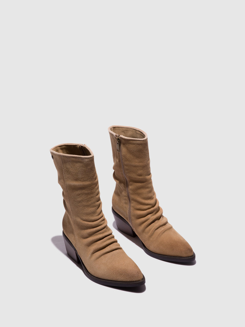 Top3 Taupe Cowboy Ankle Boots