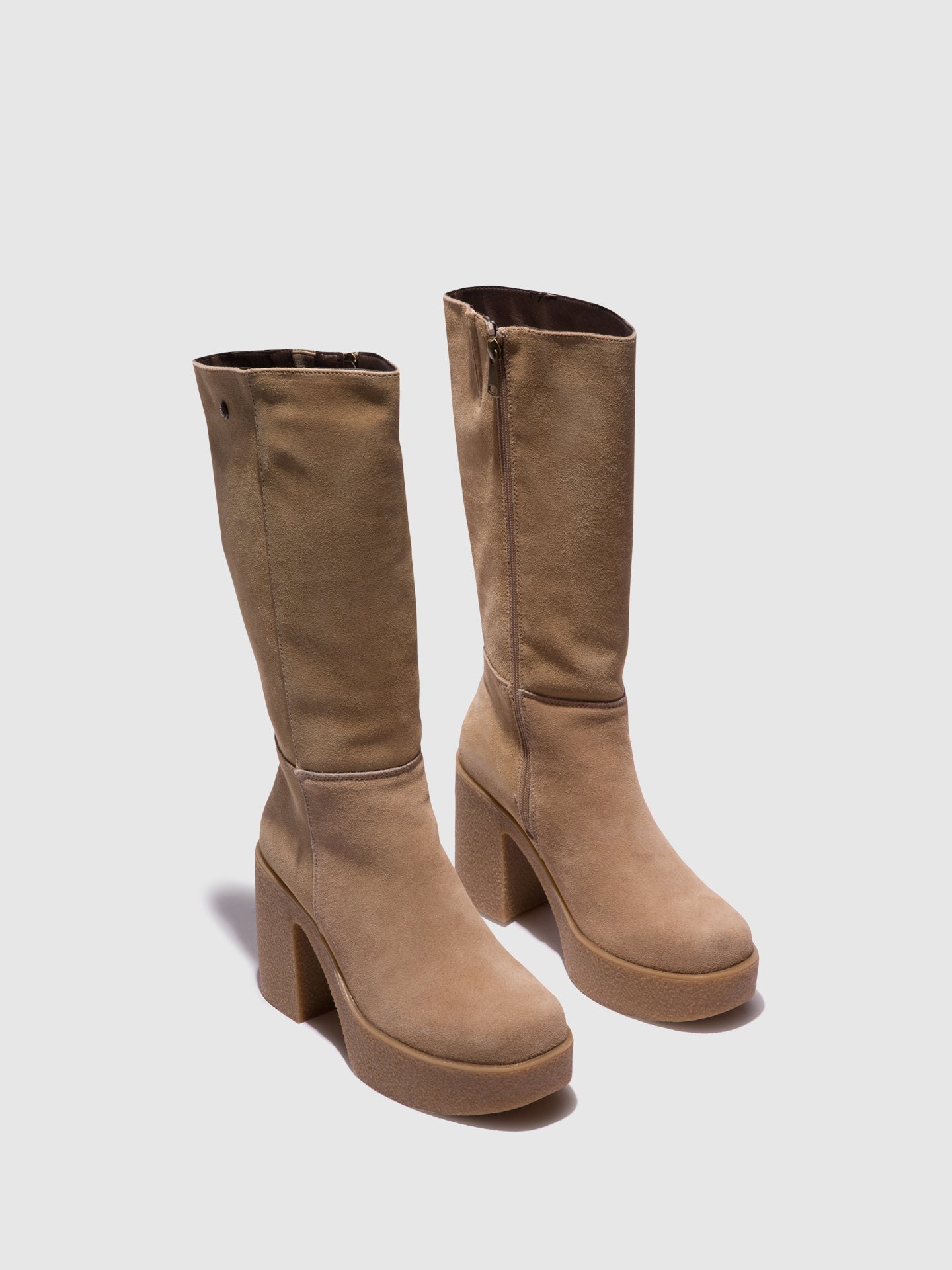 Top3 Taupe Zip Up Boots