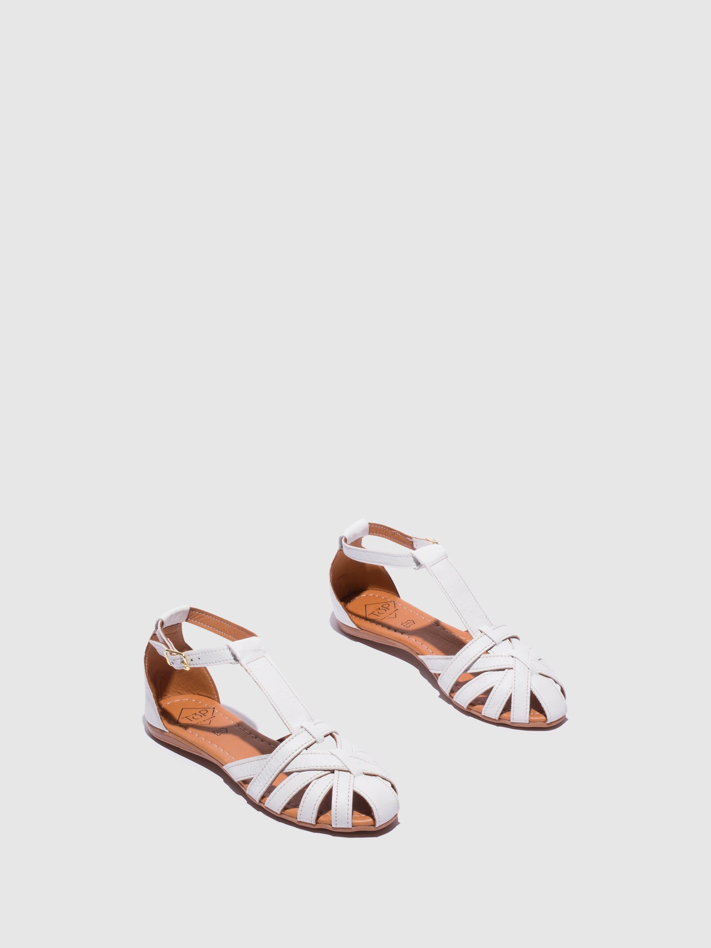 Top3 White Ankle Strap Sandals