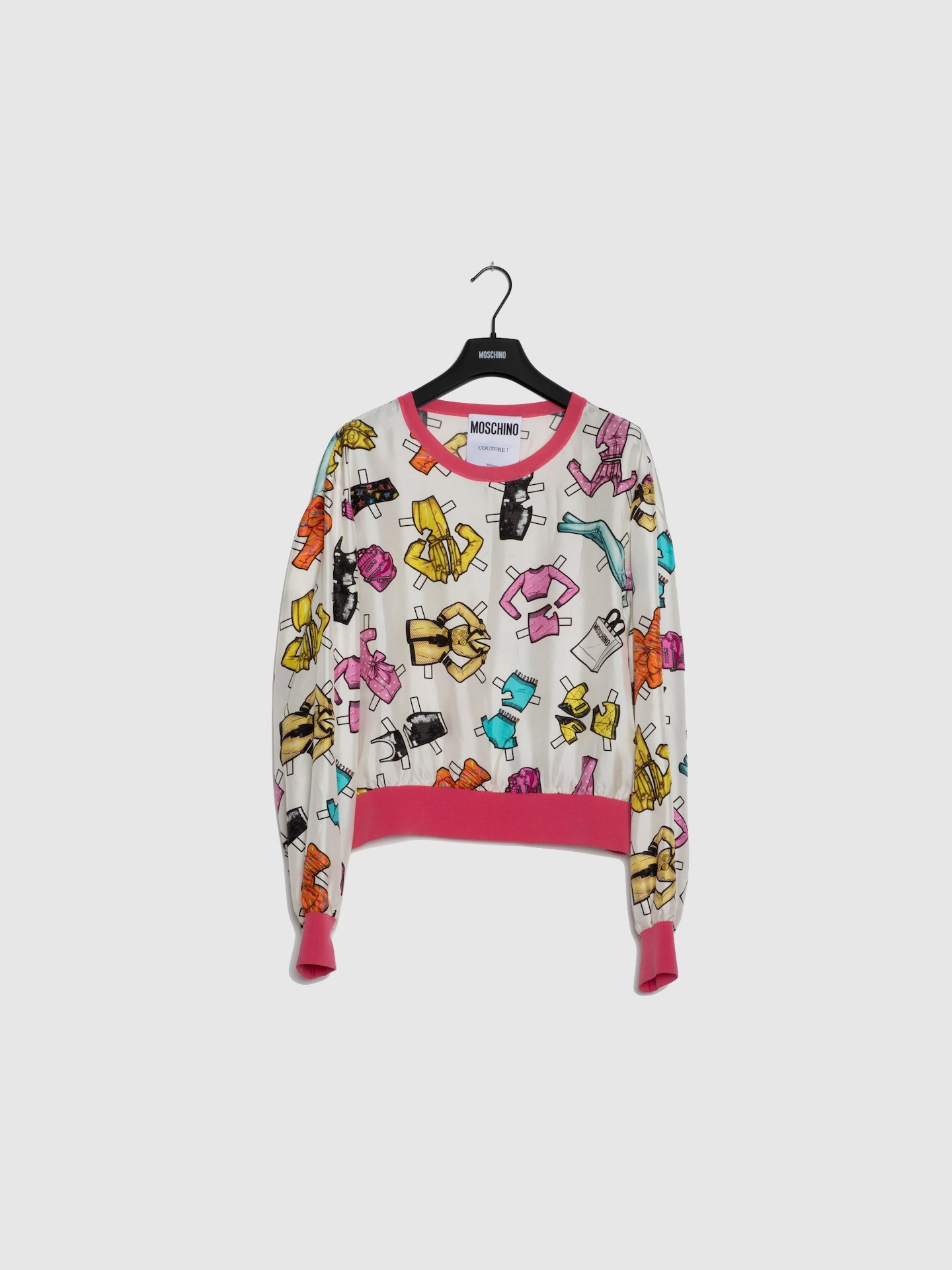 Moschino Sweater Estampada em Branco e Rosa