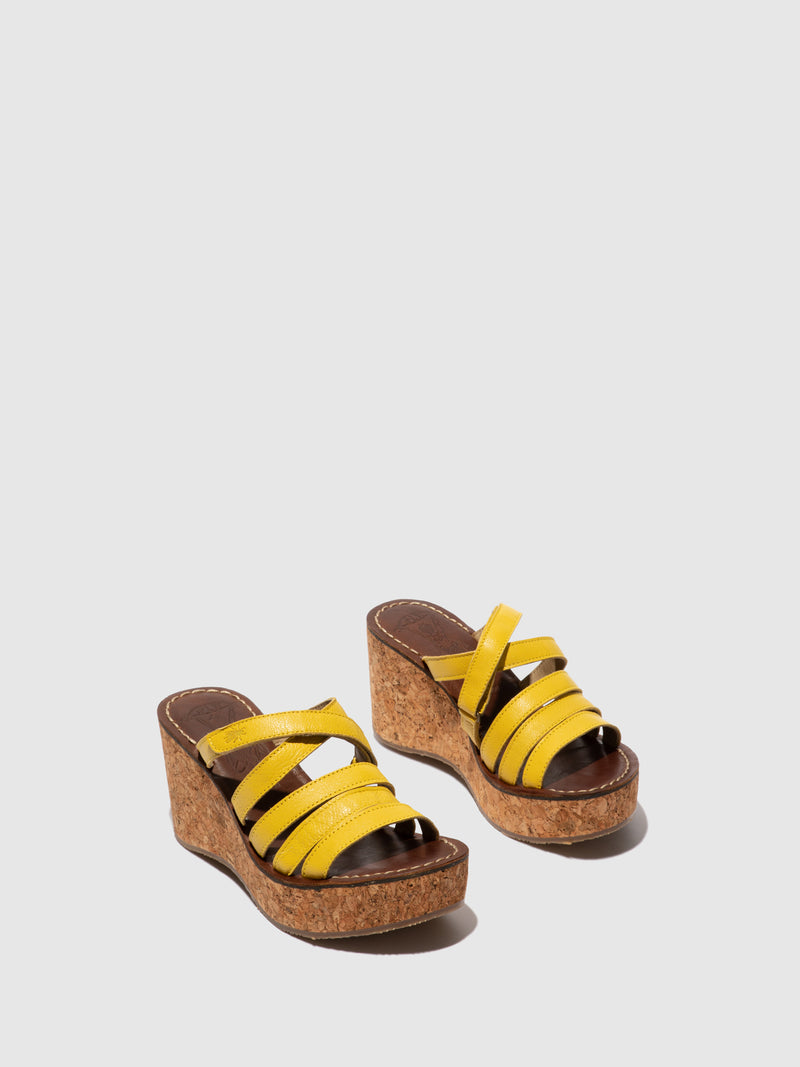 Fly London Strappy Mules GOVE620FLY BRIGHT YELLOW