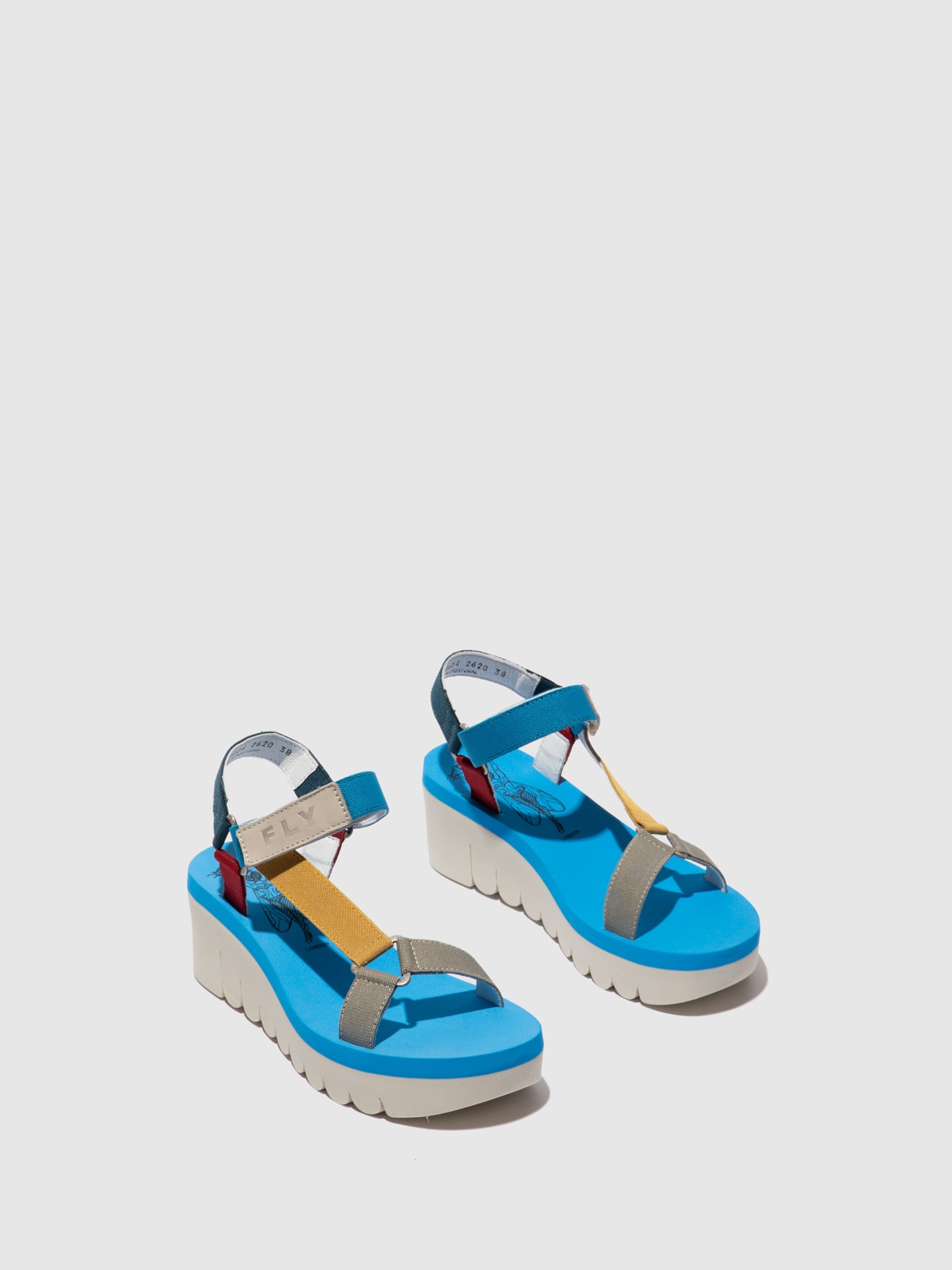 Fly London Velcro Sandals YEFA726FLY CUPIDO MULTI (AZURE)