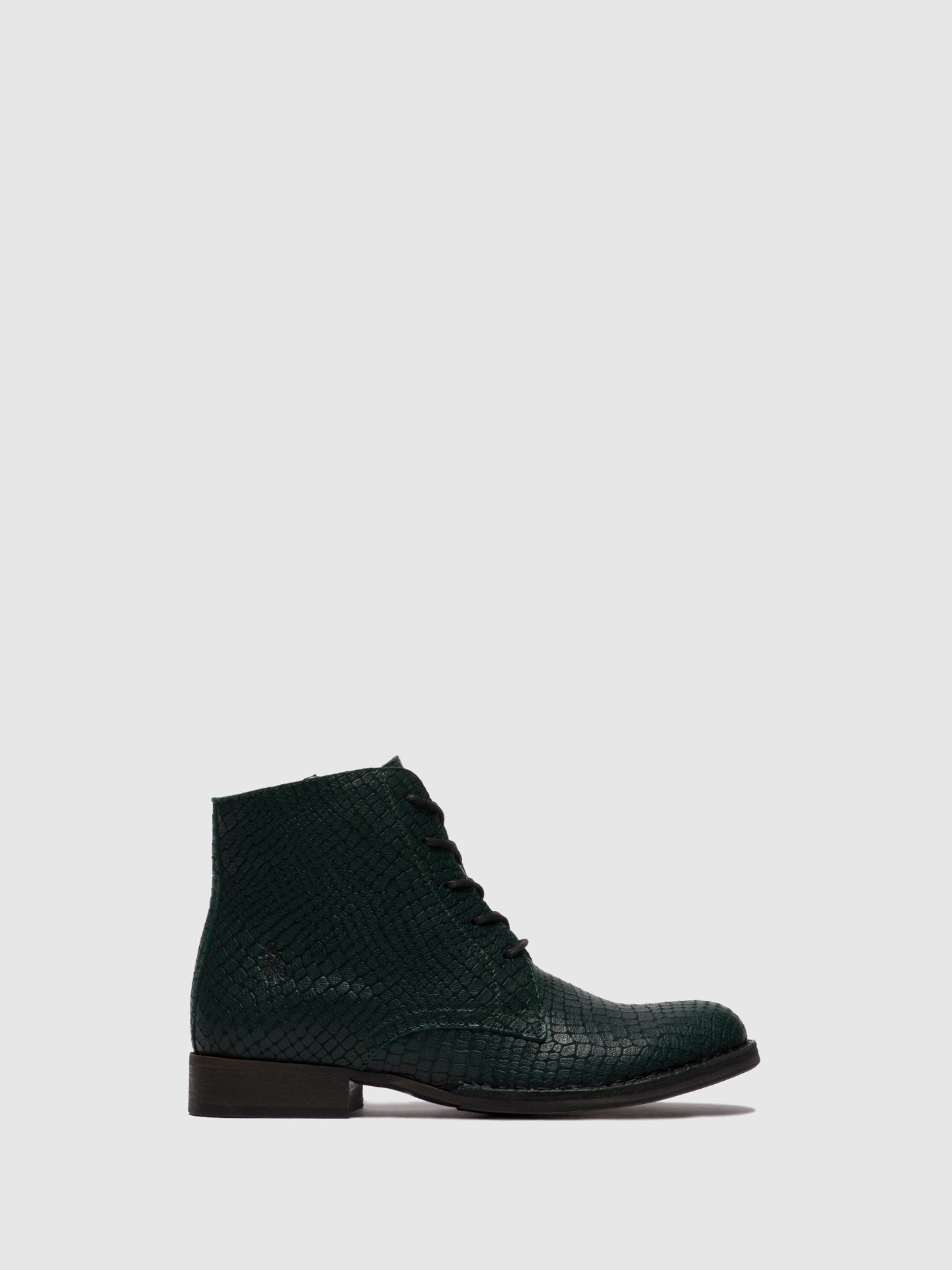 Fly London Lace-up Ankle Boots ROOT045FLY CROCO GREEN FOREST