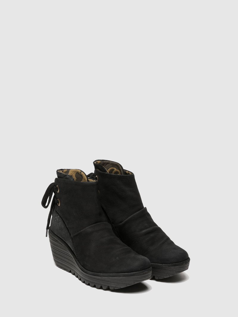 Fly London Black Wedge Ankle Boots