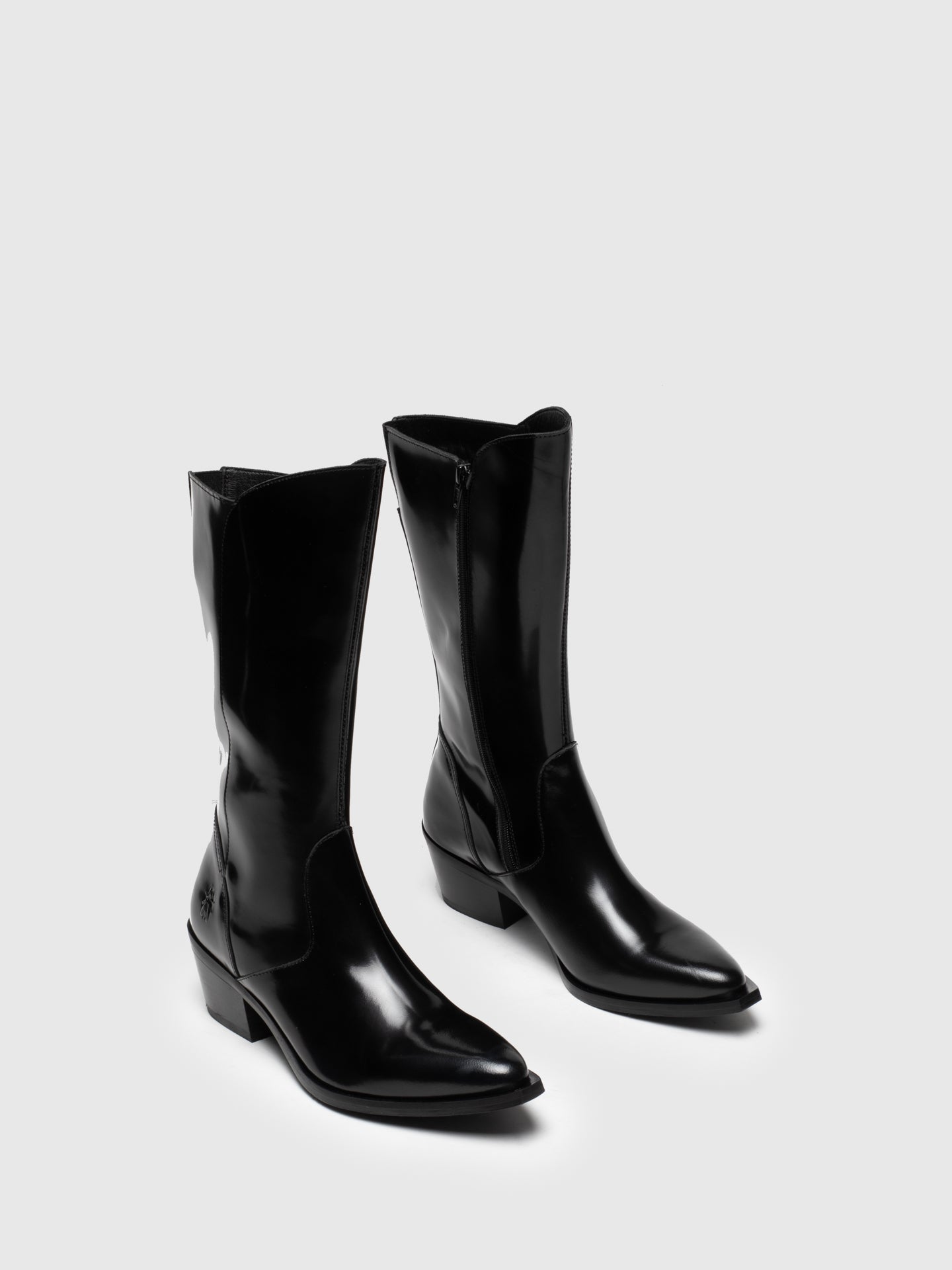 Fly London Coal Black Zip Up Boots