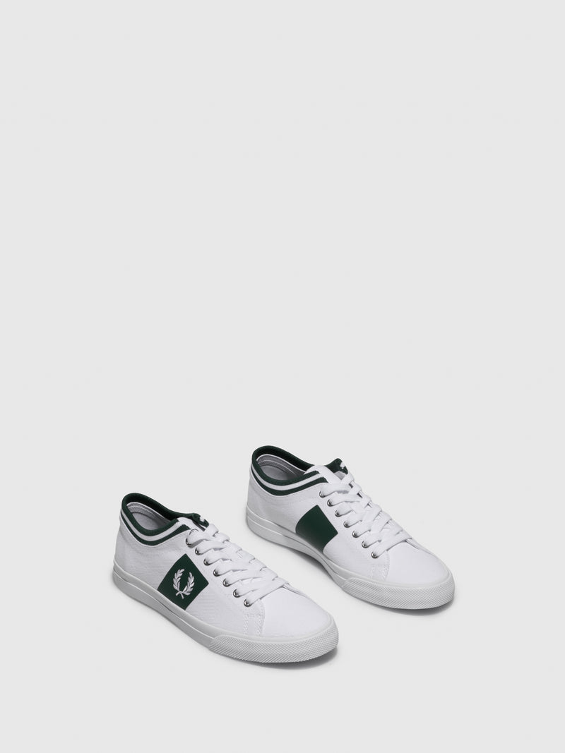 Fred Perry Green White Lace-up Trainers