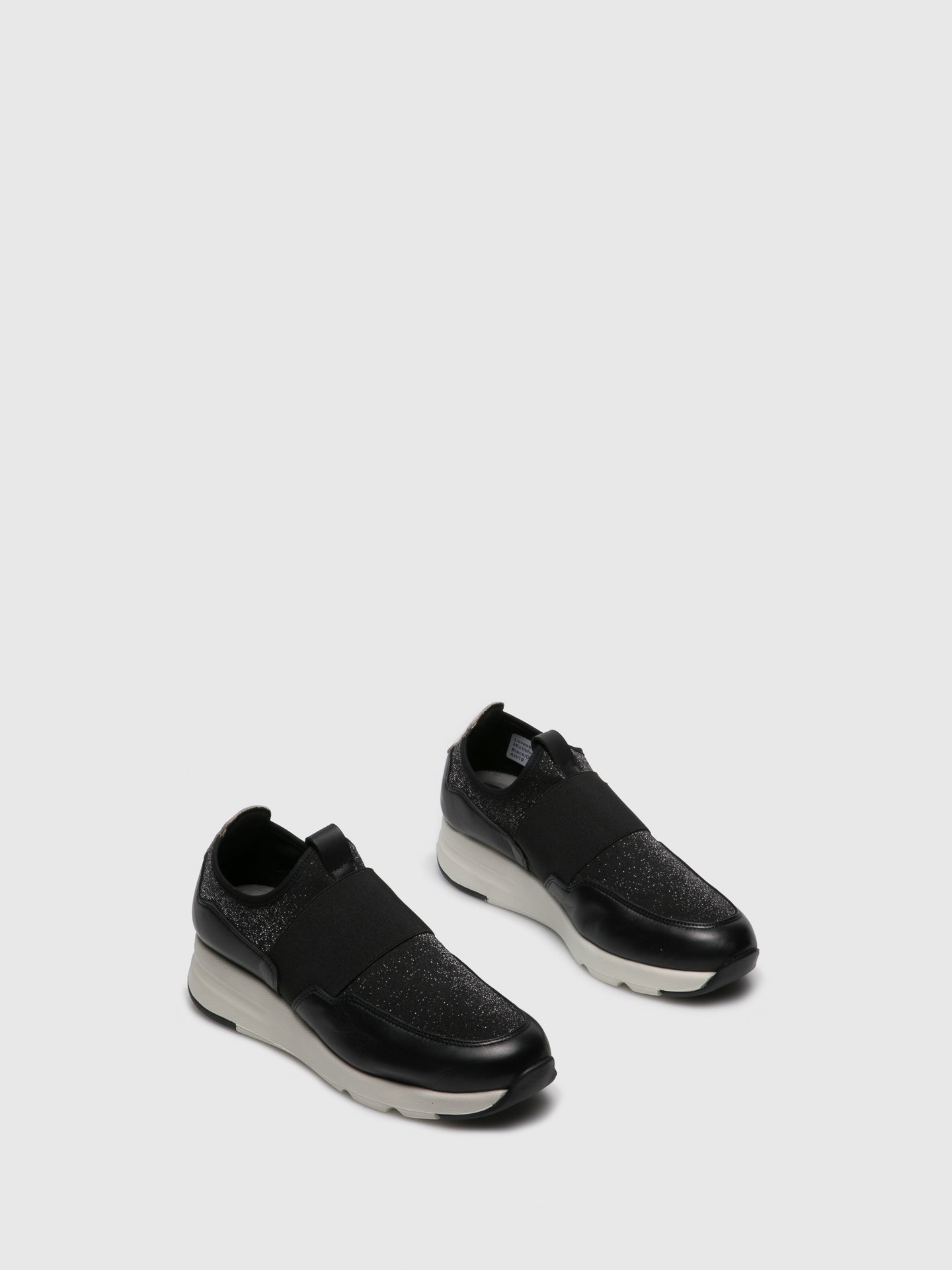 Saydo Black White Elasticated Trainers